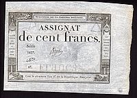 France, P-A78, 1795 100 Francs. Series 1837, Serial Number 87